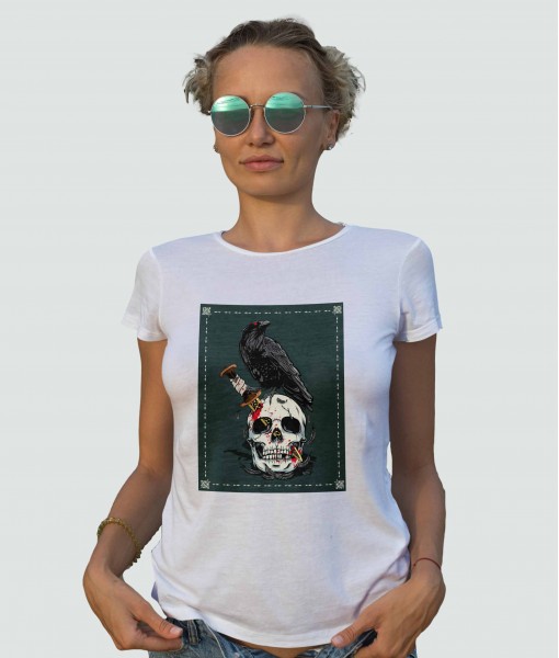 Дамска тениска с щампа Готика Skull with Crown - TShirtArtShop.com
